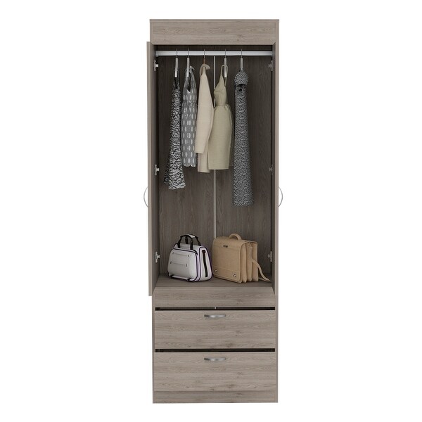 Alabama Armoire with Large Cabinet and 2 Drawers - - 32966106