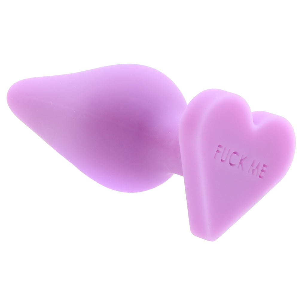 Candy Hearts F**k Me Medium Butt Plug in Purple