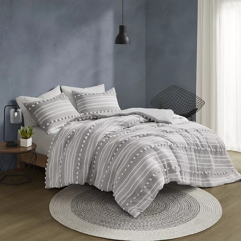 Urban Habitat Cillian Striped Clipped Jacquard Duvet Cover Set