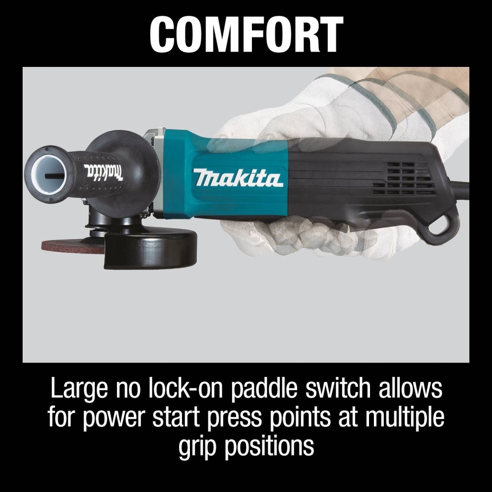 4-1/2 / 5 Paddle Switch Angle Grinder， with Non-Removable Guard