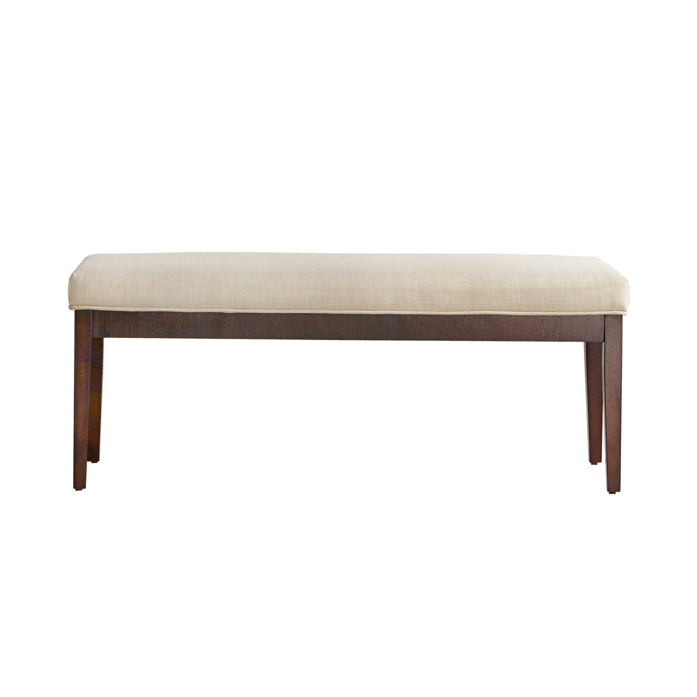 Chelsea Lane Espresso Wood Linen Upholstered Bench, Cream