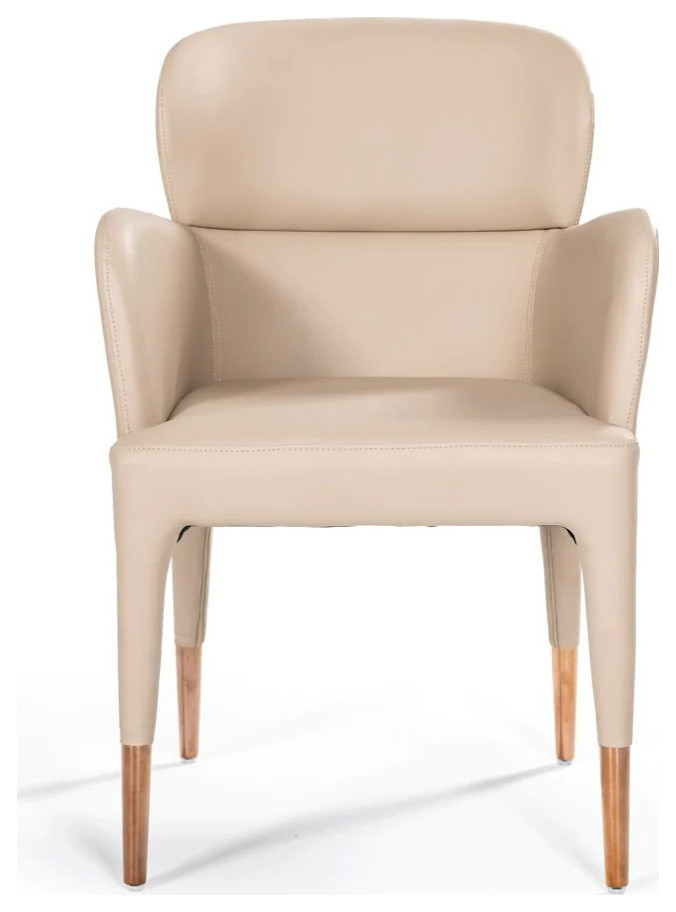 Lionel Modern Beige and Rosegold Dining Armchair  Set of 2   Midcentury   Dining Chairs   by Rustic Home Furniture Deco  Houzz