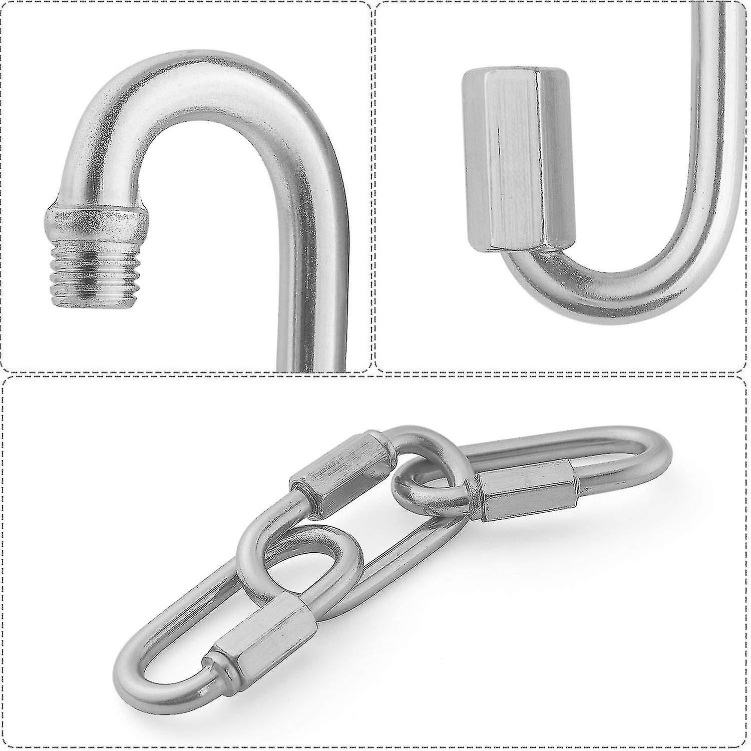 8pcs M4 Screw Quick Link， 304 Stainless Steel Carabiner Chain Connector Quick Chain Link Locking Car