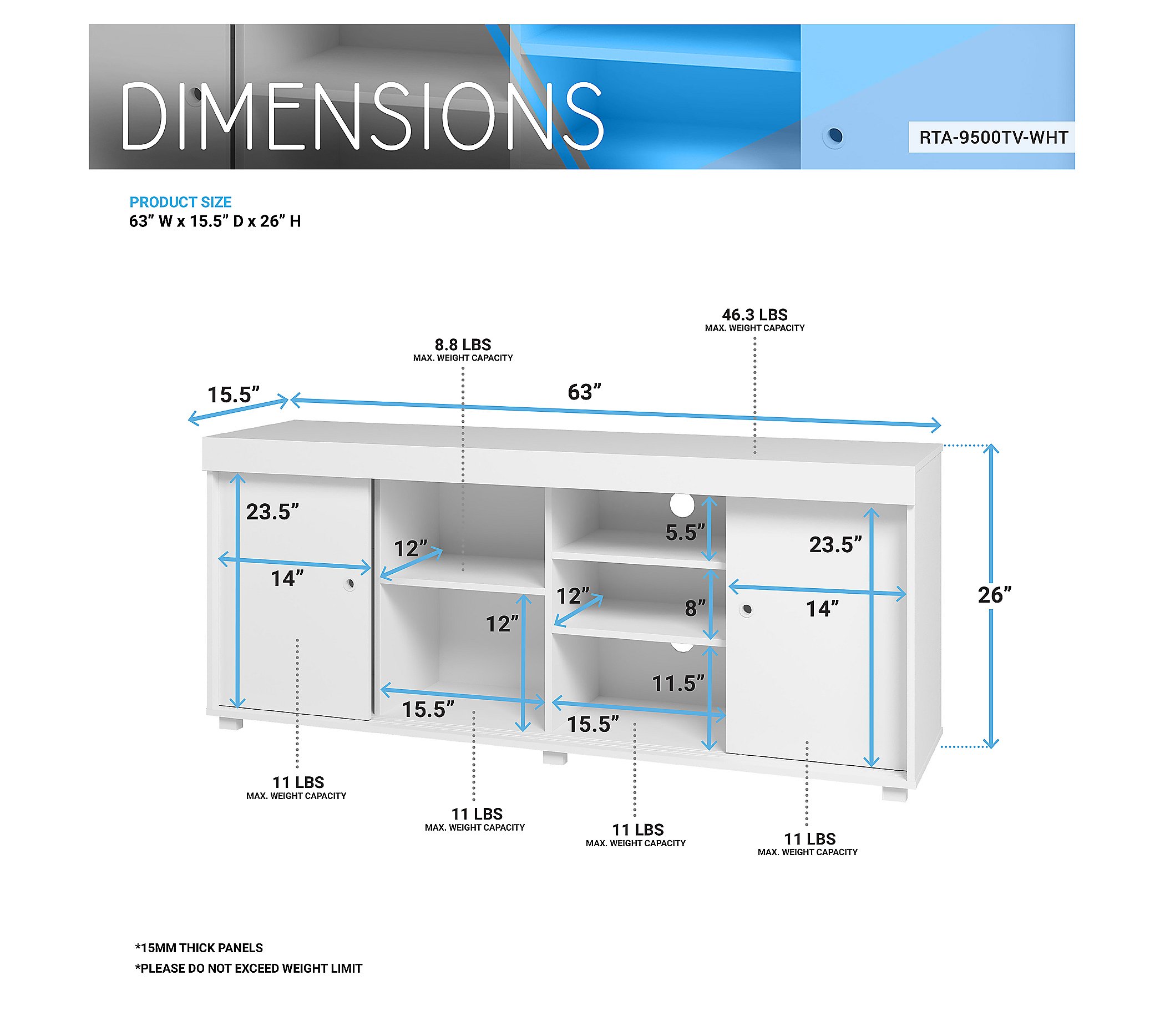 Techni Mobili TV Stand w  Shelves and Storage