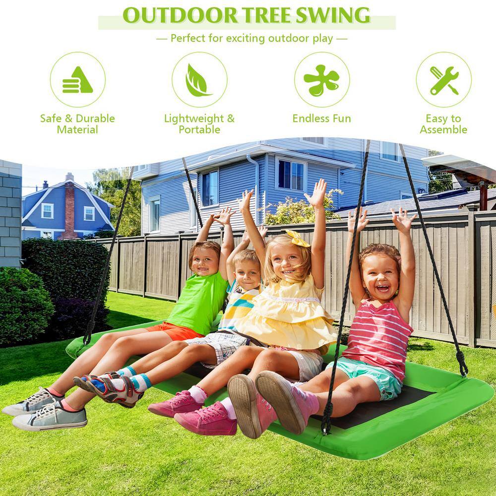 Gymax 60 in. Green Kids Giant Tree Rectangle Swing 700 lbs wAdjustable Hanging Ropes GYM07152