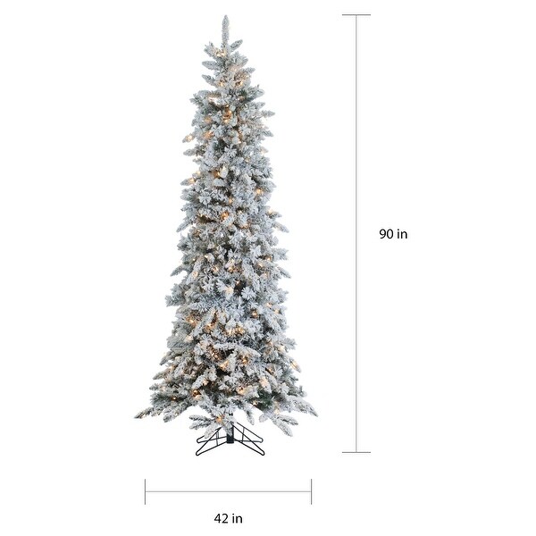 Gerson Prelit Flocked Pencil Pine Artificial 7.5foot Christmas Tree