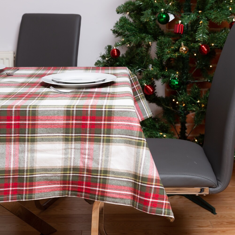 Fabstyles Celebration Plaid Christmas High Quality Cotton Tablecloth