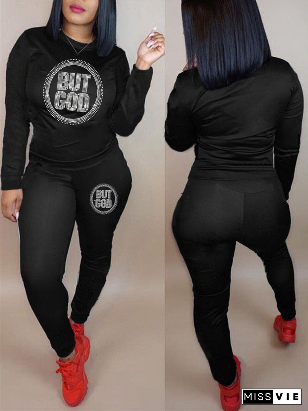 Plus Size Long Sleeve Tops Jogging Pants Tracksuit