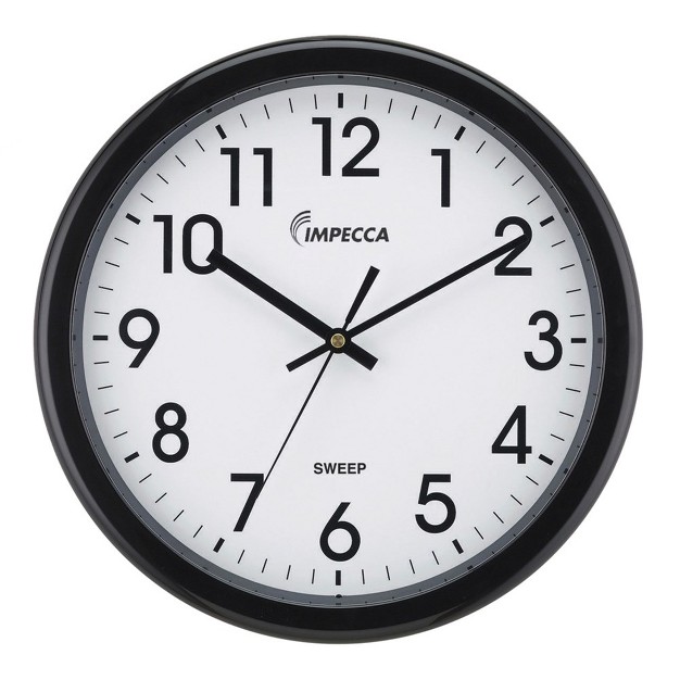 Impecca 12 Inch Quiet Movement Wall Clock Black