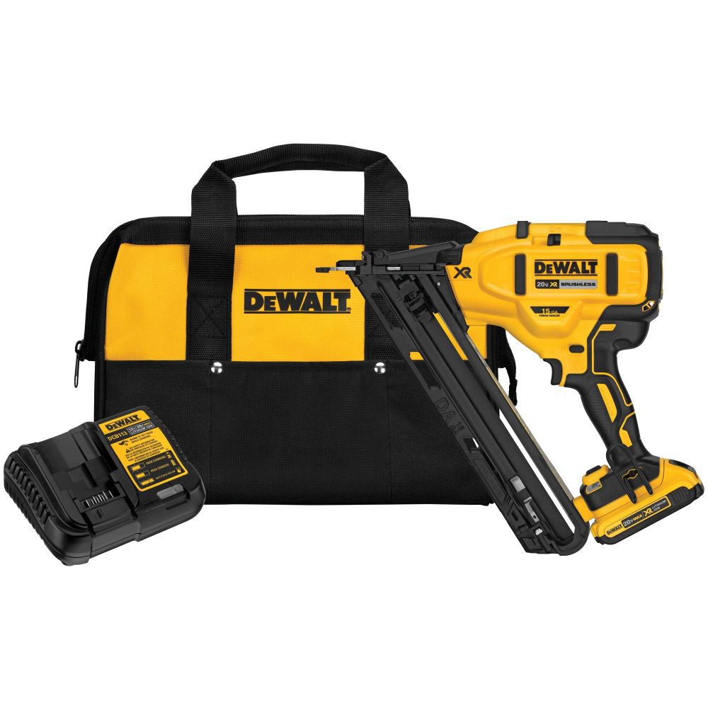 DW 20V MAX XR 15 Gauge Angled Finish Nailer Kit DCN650D1 from DW