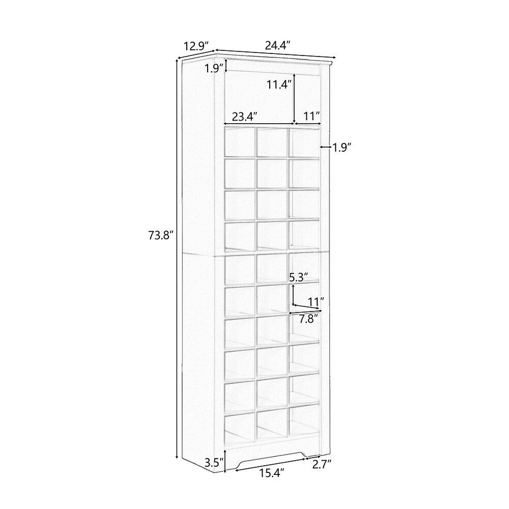 Modern Free Standing 30 Shoe Cubby Tall Cabinet