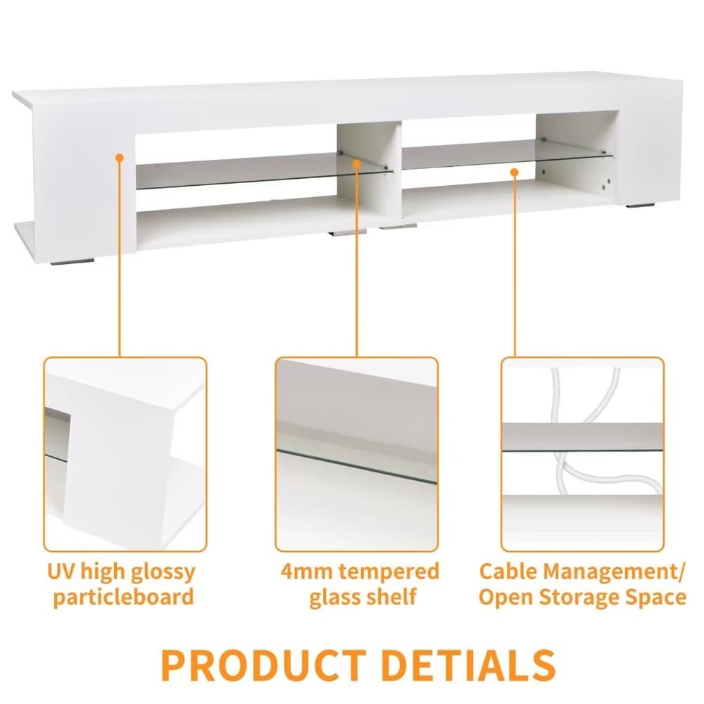 LED TV Stand Entertainment Center with Storage   83 inches in width