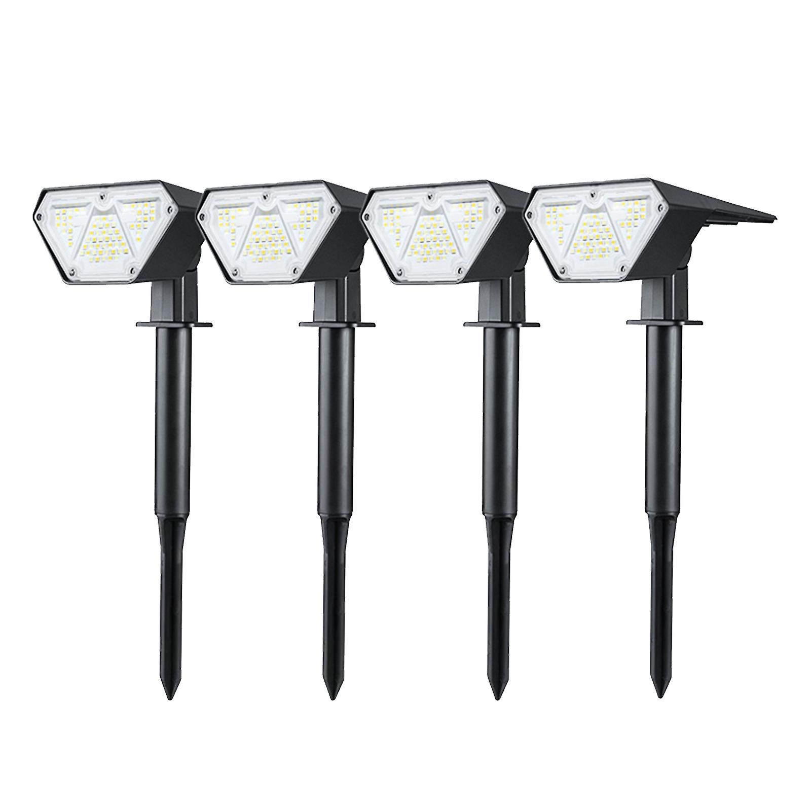 4pcs Led Solar Spotlight Adjustable 2 In 1 Landscape Stake Lights Wall Light Waterproof Outdoor Lights For Yard Walkway Patio Decoration Lamp Warm Whi