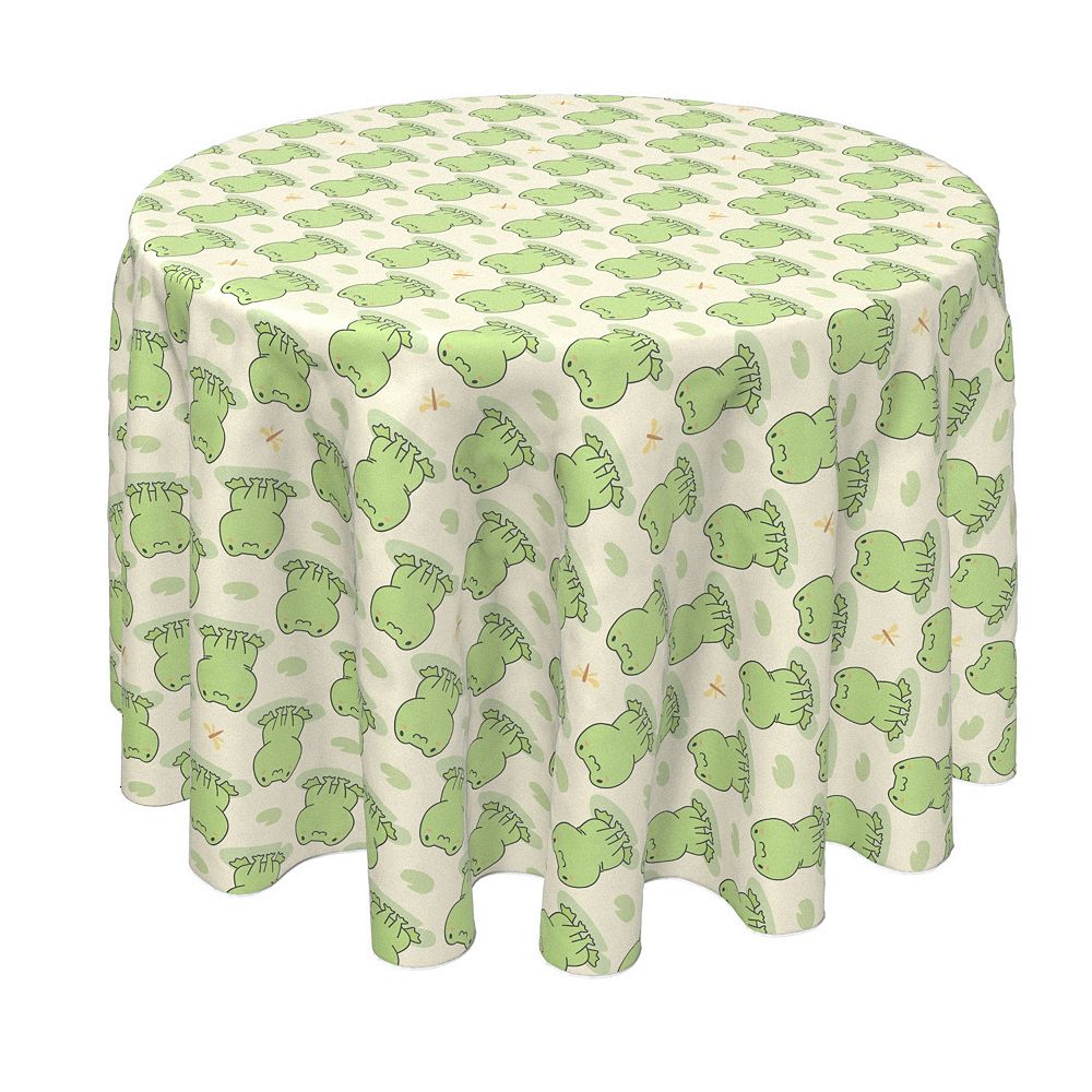 Round Tablecloth， 100% Polyester， 70 Round， Frog Illustration