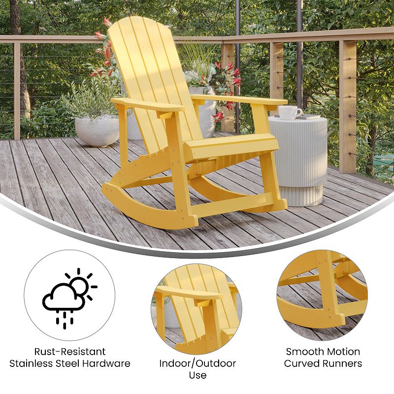 Merrick Lane Set of 2 Atlantic All-Weather Polyresin Adirondack Rocking Chair with Vertical Slats in Black