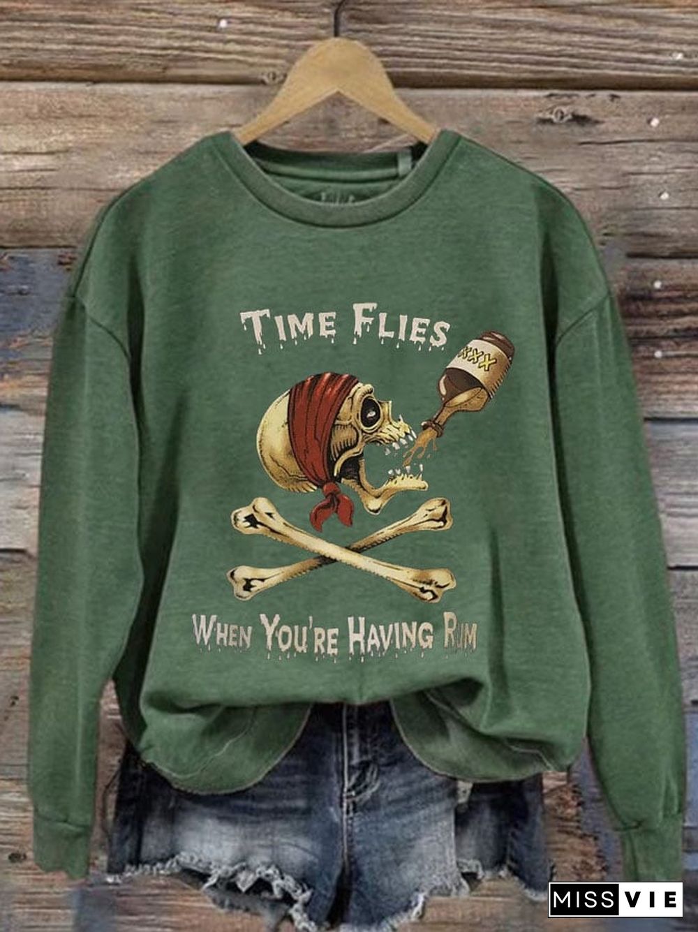 Women's Time Flies When You're Having Rum Crew Neck Sweatshirt