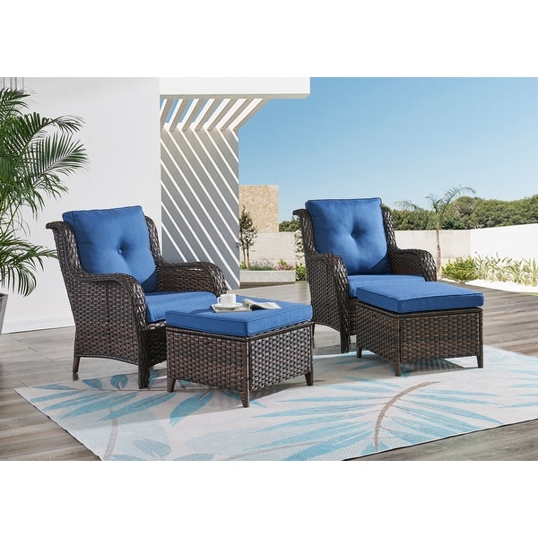 Pocassy 5Piece Patio Furniture Set with Ottomans