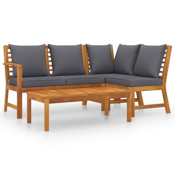 vidaXL 4 Piece Patio Lounge Set with Cushion Solid Acacia Wood