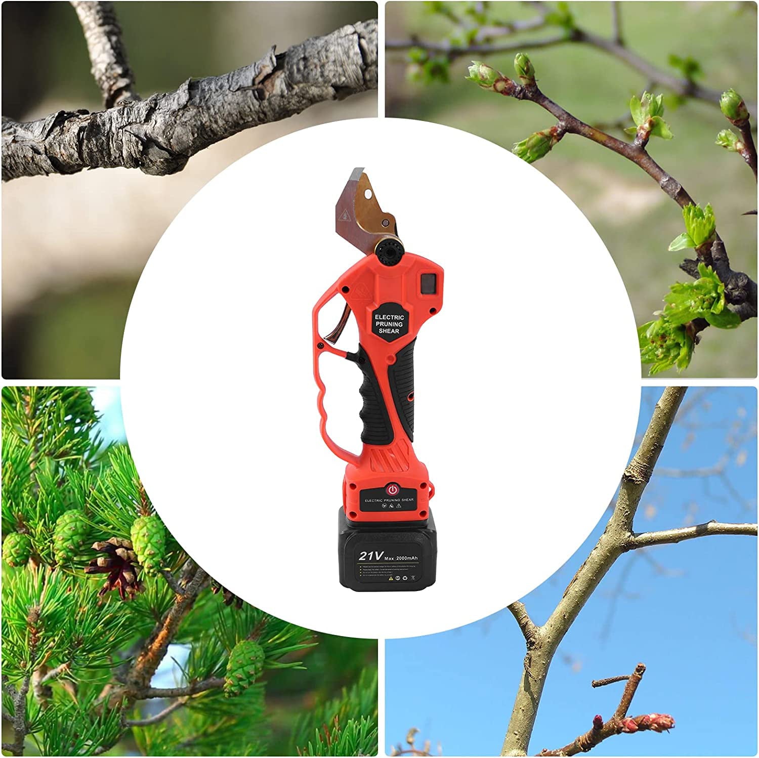 MONIPA Tool Belt Cordless Pruning Shears Electric Pruner with 7.3 Foot High Reach Extension Pole Titanium Plated SK5 Blades, Cutting Diameter, Display Screen