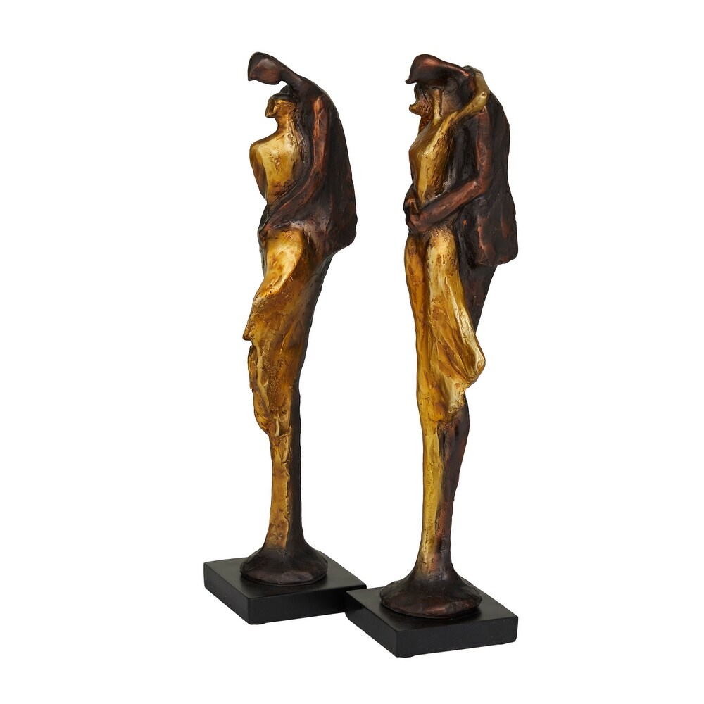 Bronze Polystone Modern People Sculpture (Set of 2)   4 x 4 x 17