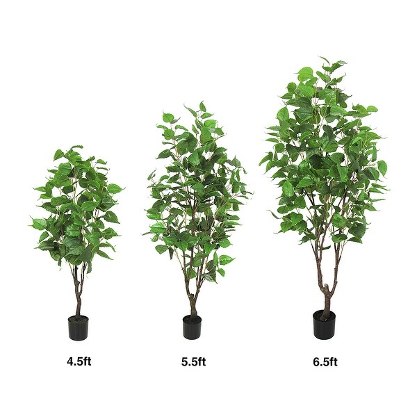 4.5ft Artificial Birch Tree Plant in Black Pot