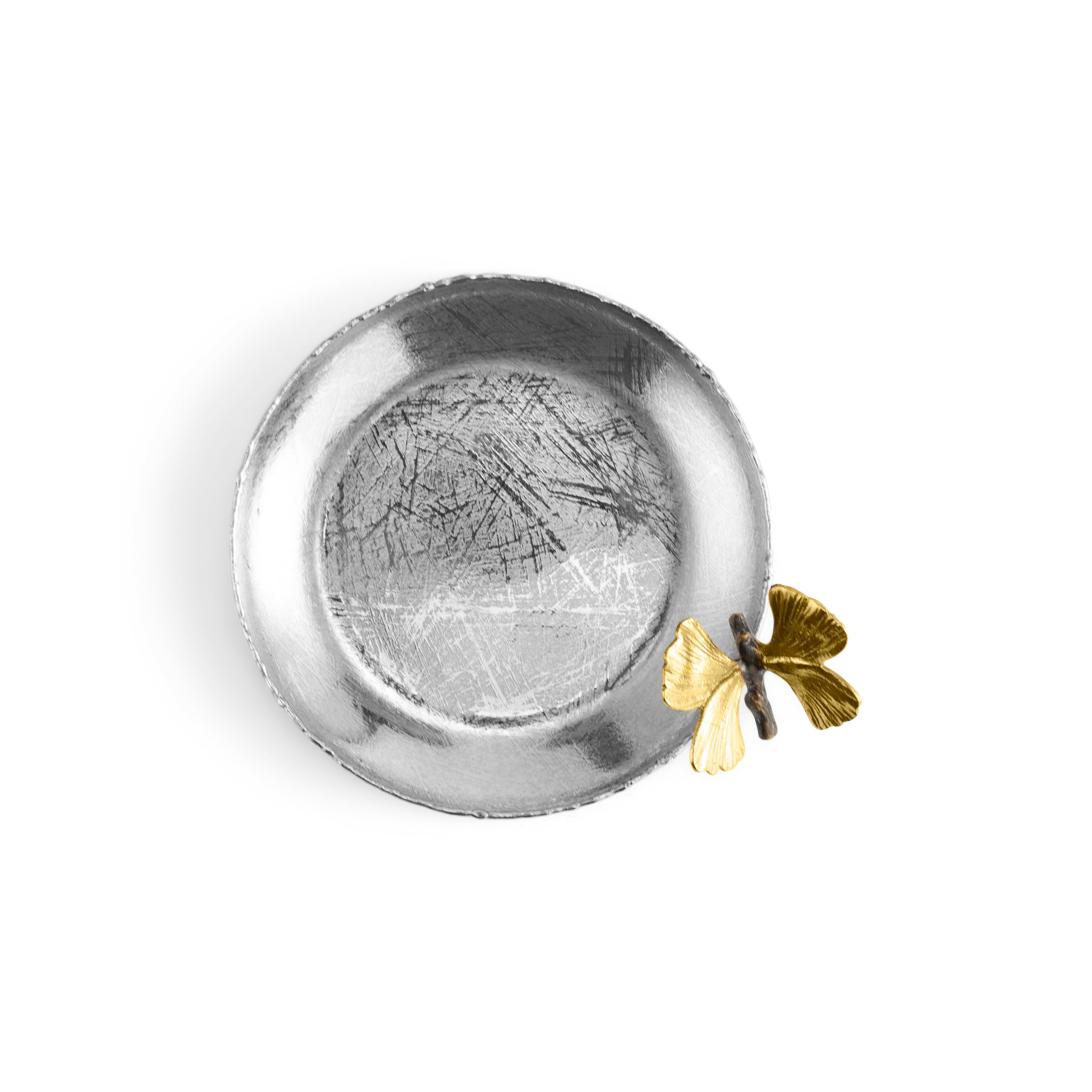 Butterfly Ginkgo Round Trinket Tray