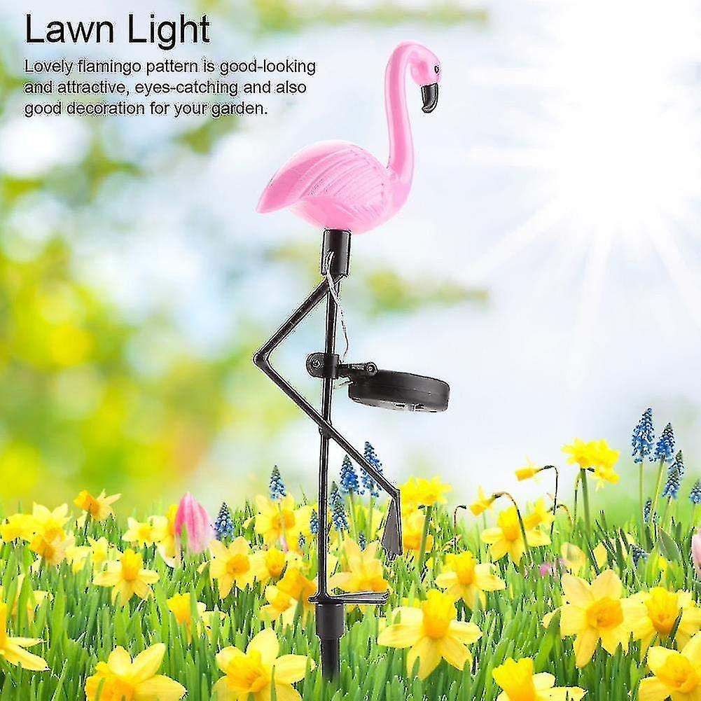 2 Pack Pink Flamingo Solar Outdoor Led Lawn Lights Decorative Pile Lights Pink Flamingo Garden Pile