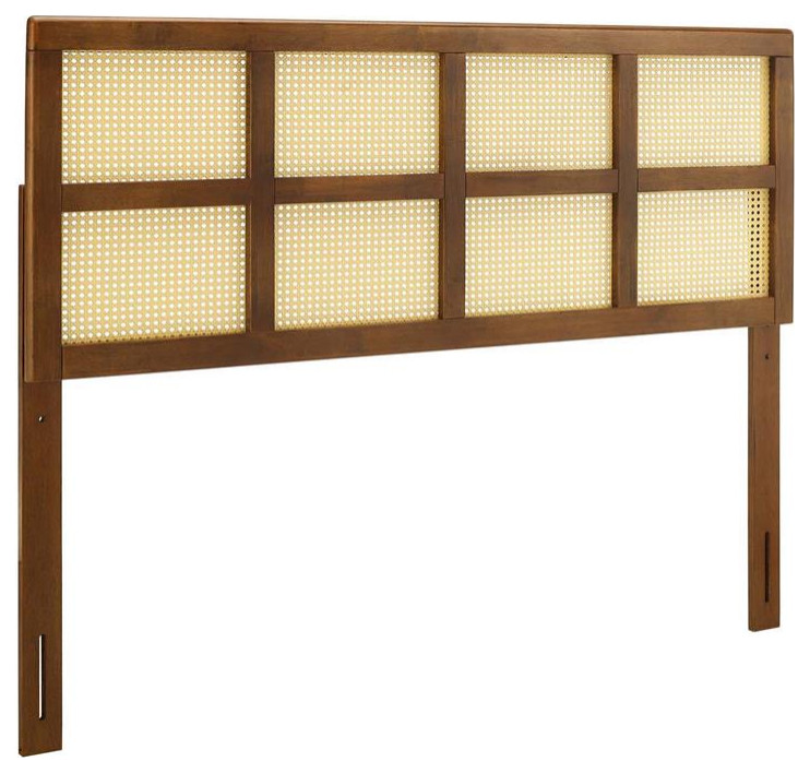 Modway Luana Cane Rattan and Rubberwood Queen Headboard in Walnut   Tropical   Headboards   by Kolibri Decor  Houzz