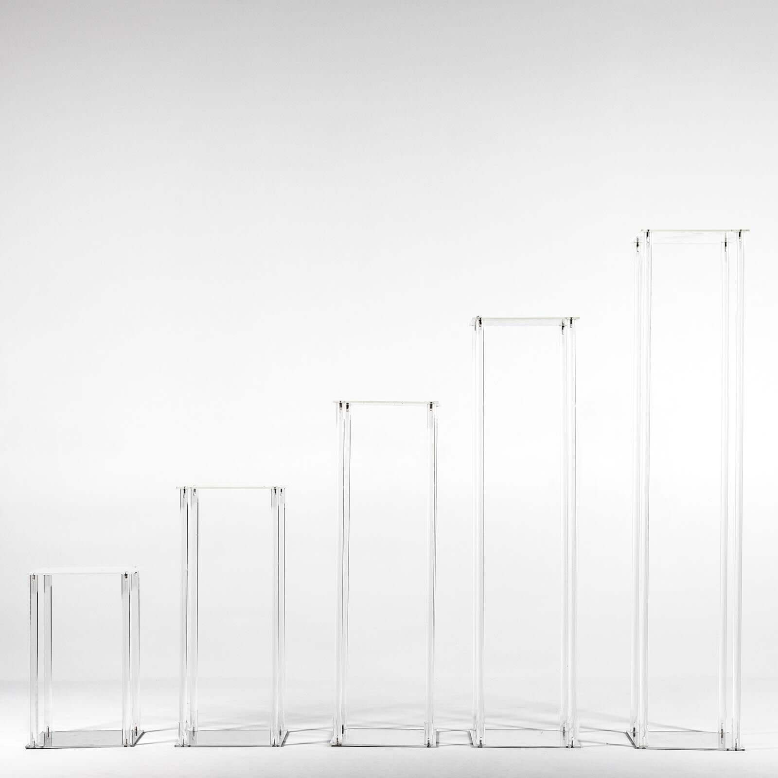 Clear Acrylic Flower Vase Pillar Column Stand With Square Mirror Base, Wedding Table Centerpiece 16