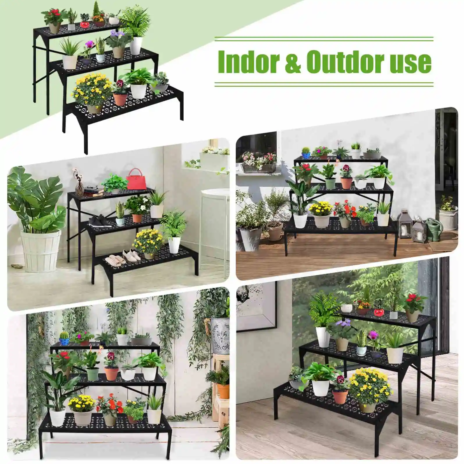 QJX wholesale tiered plant stand metal floor flower stand steel plant pot stand