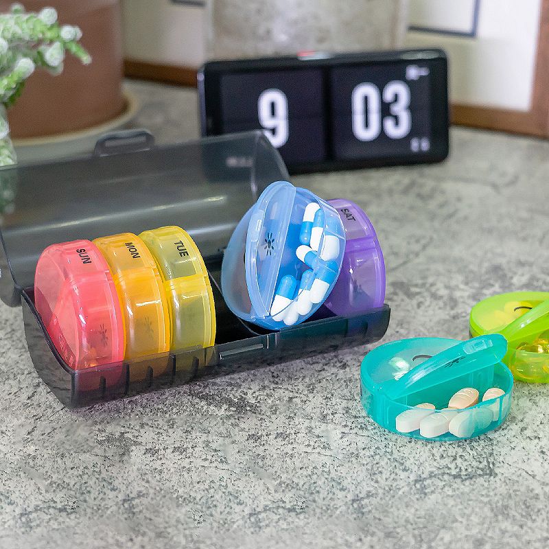 Sukuos 7-Day 2x Pill Organizer， Large Daily Pill Cases for Pills/Vitamins/Fish Oil/Supplements