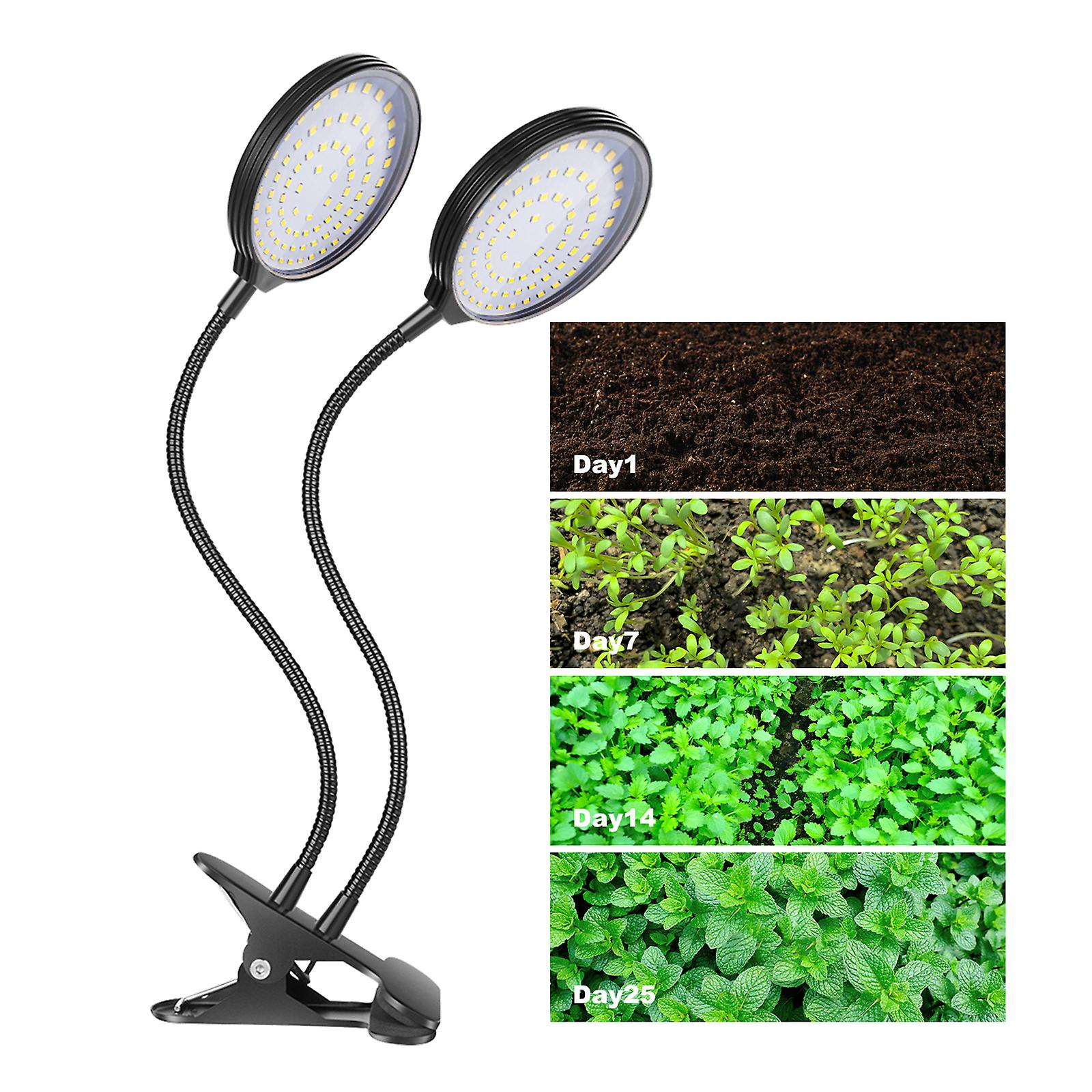 Led Grow Light Full Spectrum White Light 4/8/12h Timer 5 Brightness Leves Clip Plant Growing Light For Indoor Plant Seedlings Sunlike Adjustable Goose