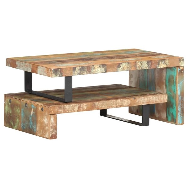 vidaXL 2 Piece Coffee Table Set Solid Reclaimed Wood