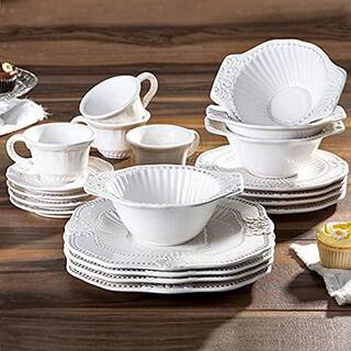 American Atelier Baroque 20-Piece Formal White Earthenware Dinnerware Set (Service for 4) 5286-20