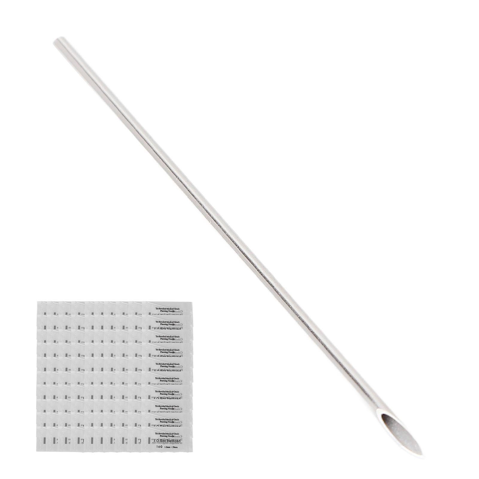 100pcs Professional Body Piercing Needles 304 Stainless Steel Disposable Safe Body Piercing Needle Tool16g