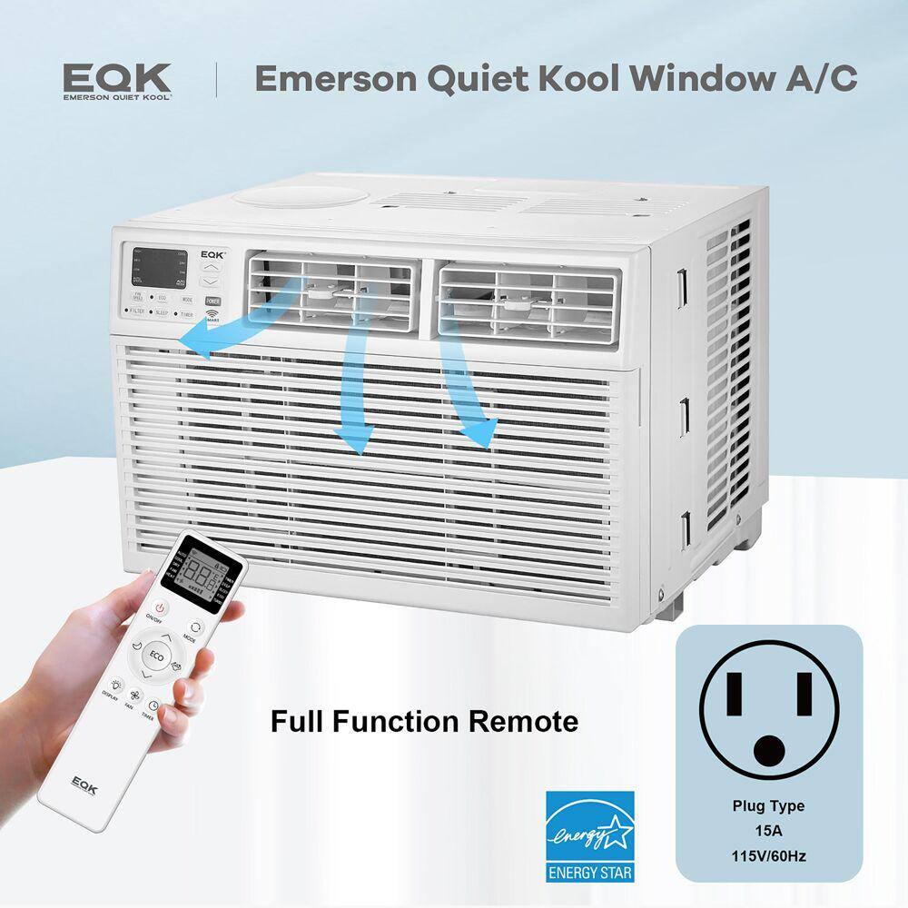 EQK 8000 BTU 115V SMART Window AC with Remote WiFi and Voice Energy Star Cools Rooms up to 350 Sq Ft Timer