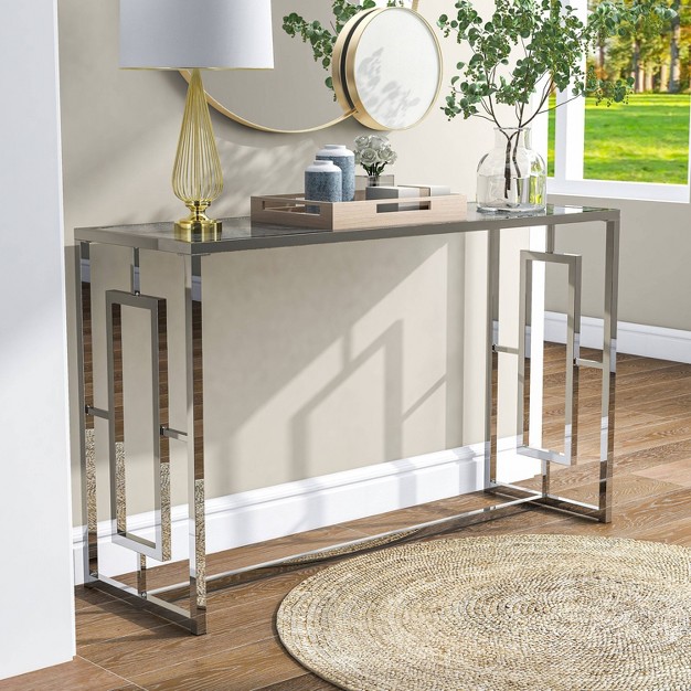 Stagge Glam Rectangle Sofa Table Chrome Homes Inside Out