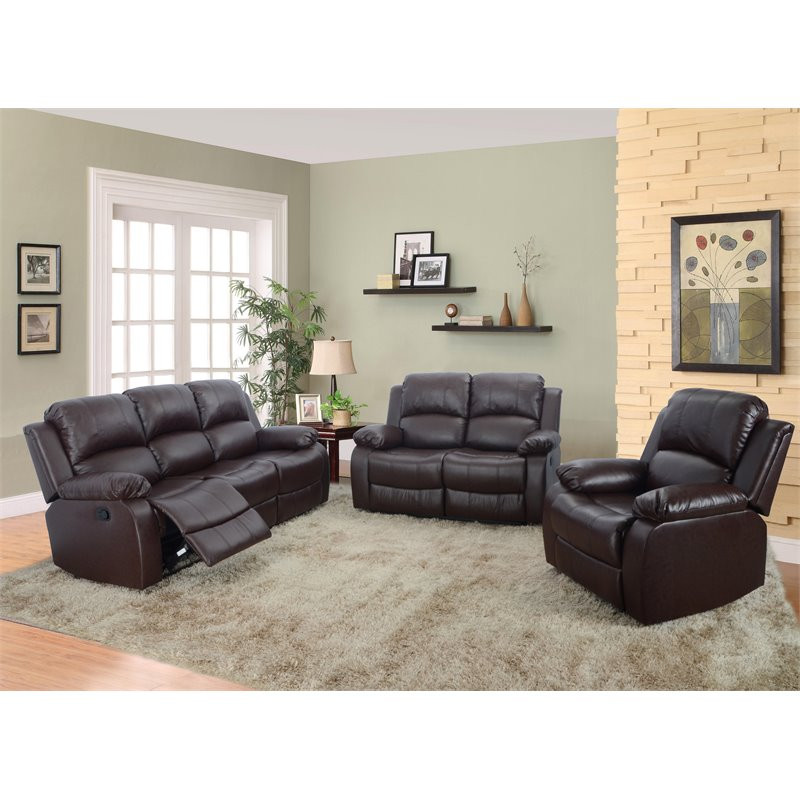 Lifestyle Furniture Raymond 2 Pieces Faux Leather Recliner Sofa Set in Espresso   Contemporary   Living Room Furniture Sets   by Homesquare  Houzz