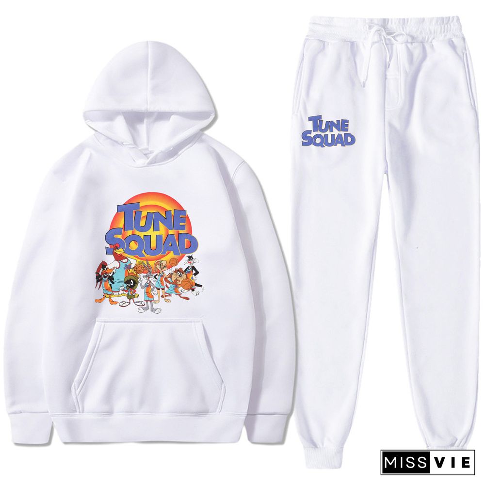 Cartoon Print Long Sleeve Hoodies Sweatpants Suit