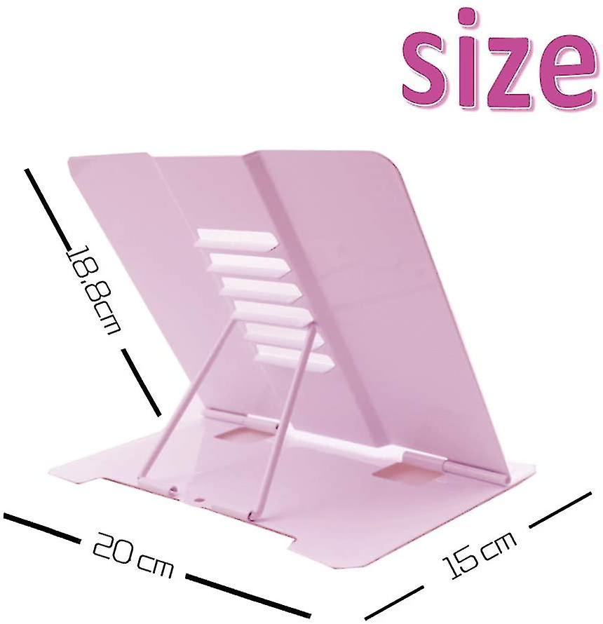 Foldable Metal Book Holder， Metal Easel Book Holder， Metal Book Holder Reading Stand， Adjustable Cookbook Stand(pink)