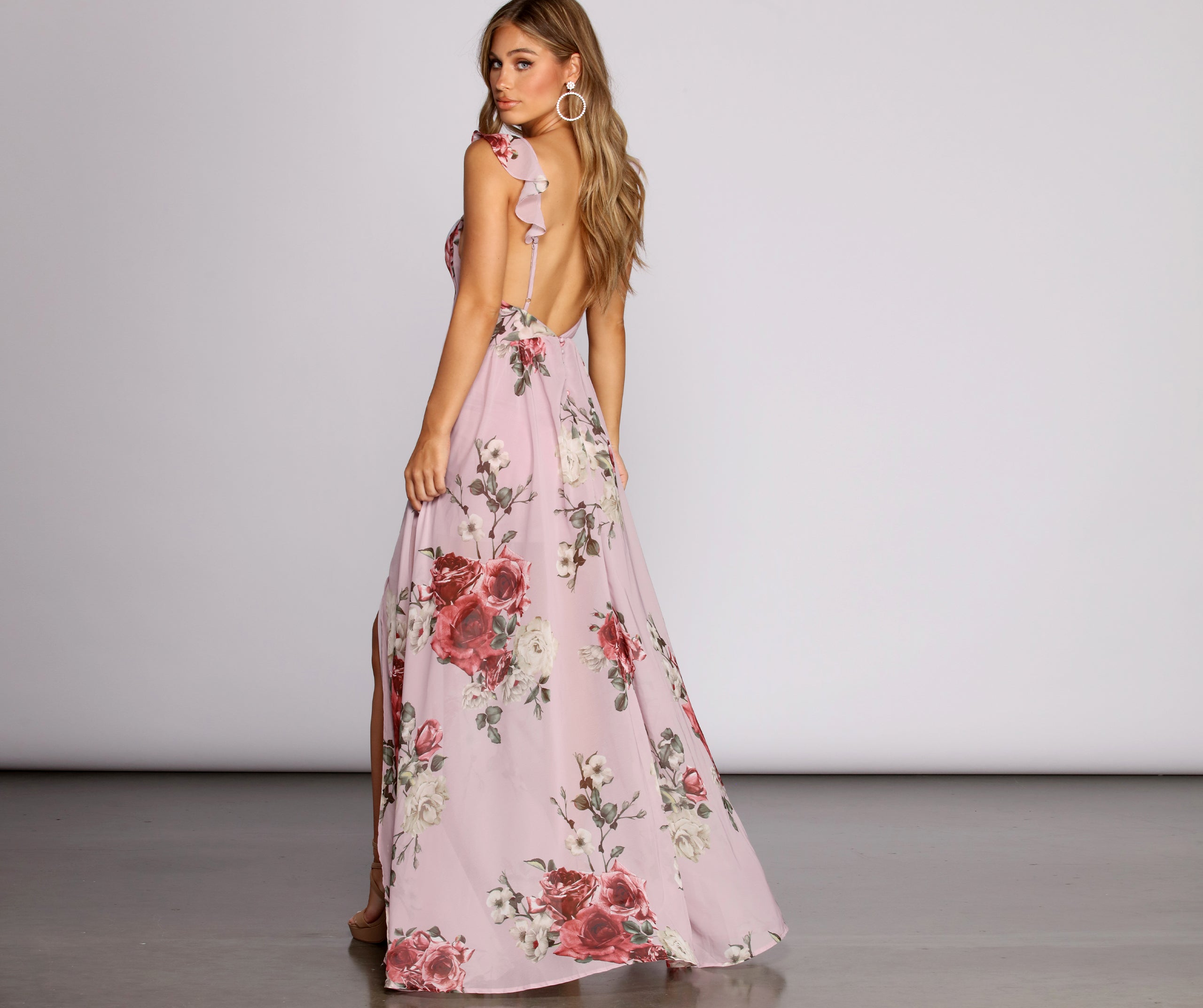 Cassandra Floral Chiffon Gown