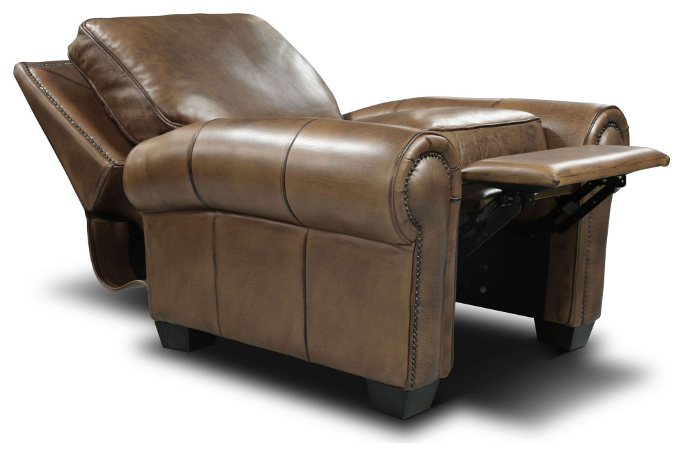 Valencia 100% Top Grain Hand Antiqued Leather Traditional Recliner   Transitional   Recliner Chairs   by Hello Sofa Home  Houzz