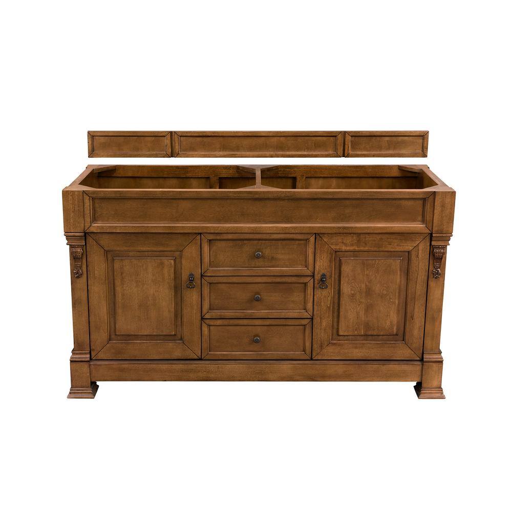 James Martin Vanities Brookfield 60 in. W x23.5 in.D x 34.3 in. H  Double Vanity in Country Oak with Quartz Vanity Top in Grey Expo 147-114-5671-3GEX