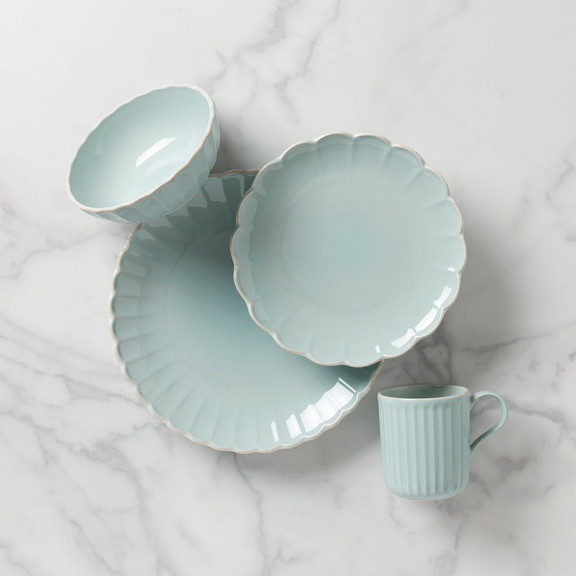 Lenox 894512 French Perle Scallop Ice Blue 4 Piece...