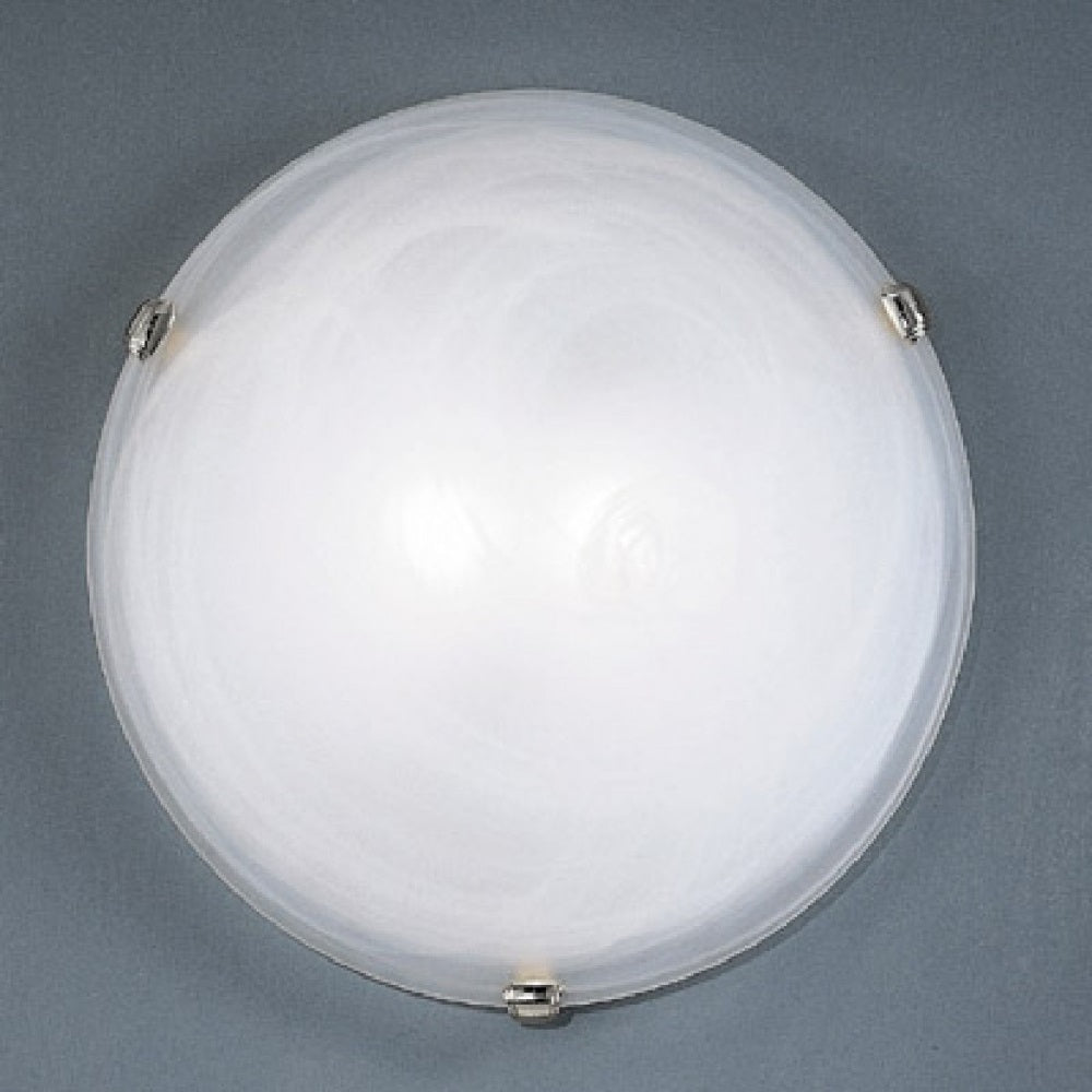 Britalia BR7184 Chrome & Alabaster Glass Flush Ceiling Light 400mm