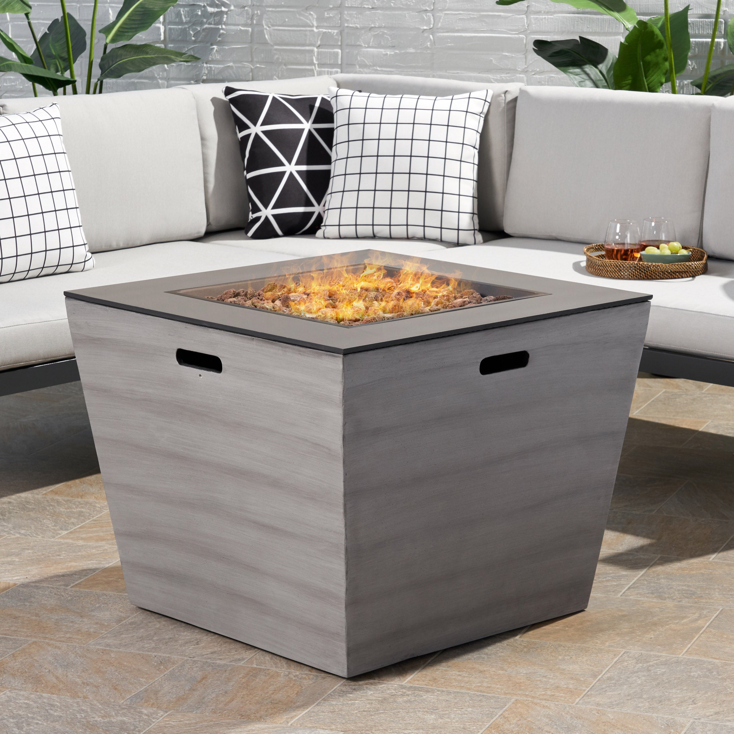 Mattie Outdoor Modern 30-Inch Square Fire Pit