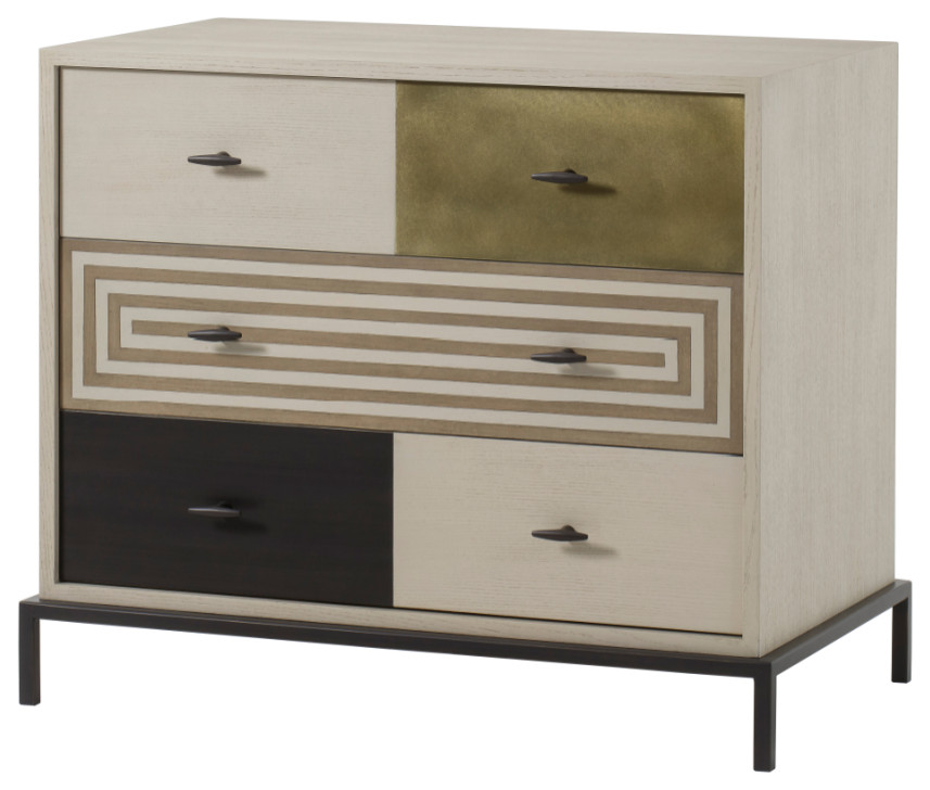 Burnished Brass Three Drawer Chest  Andrew Martin Maria   Transitional   Accent Chests And Cabinets   by Oroa   Distinctive Furniture  Houzz