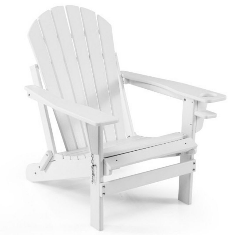 Patio All-Weather Folding Adirondack Chair with Pull-Out Ottoman