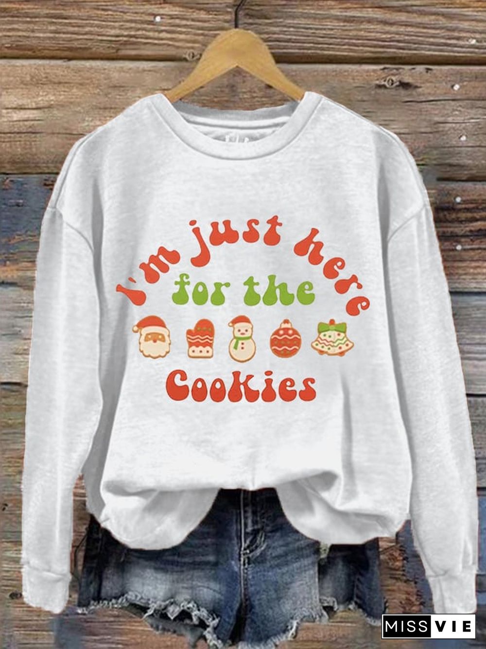 Women's I‘m Just Here For The Cookies Christmas Gifts For Family Casual Sweatshirt