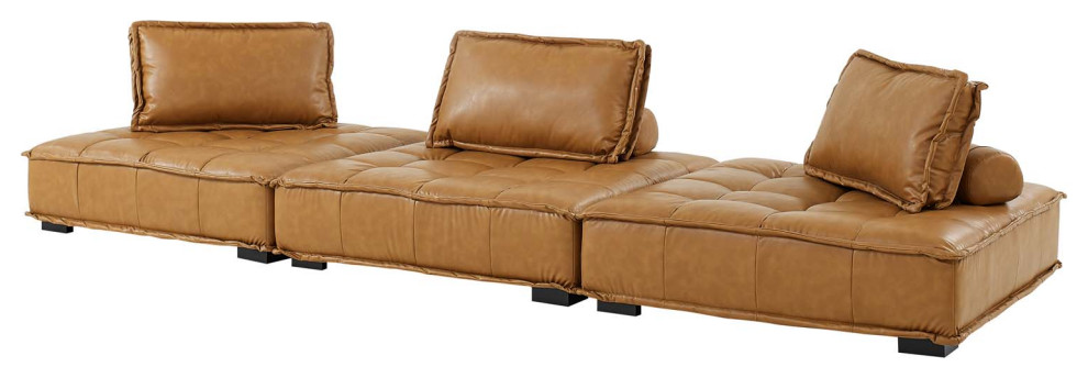 Modular Deep Tufted Sectional Sofa Set  Tan  Fabric  Modern  Lounge Hospitality   Contemporary   Sofas   by House Bound  Houzz